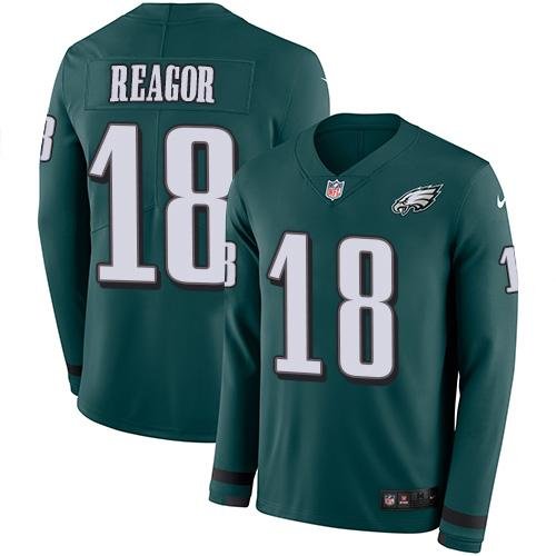 Nike Philadelphia Eagles #18 Jalen Reagor Green Team Color Stitched NFL Limited Therma Long Sleeve Jersey