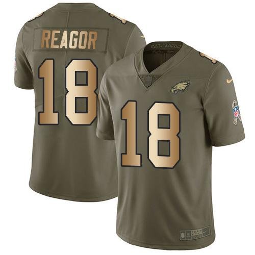 Nike Philadelphia Eagles #18 Jalen Reagor Olive/Gold Stitched NFL Limited 2017 Salute To Service Jersey
