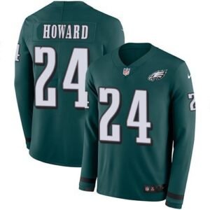 Nike Philadelphia Eagles #24 Jordan Howard Midnight Green Team Color Stitched NFL Limited Therma Long Sleeve Jersey