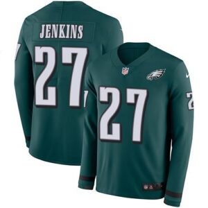 Nike Philadelphia Eagles #27 Malcolm Jenkins Midnight Green Team Color Stitched NFL Limited Therma Long Sleeve Jersey