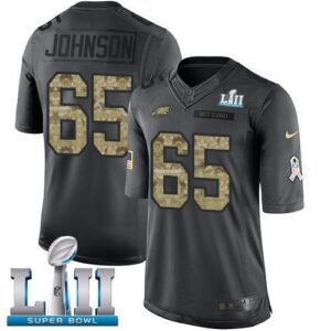Nike Philadelphia Eagles #65 Lane Johnson Black Super Bowl LII Stitched NFL Limited 2016 Salute To Service Jersey