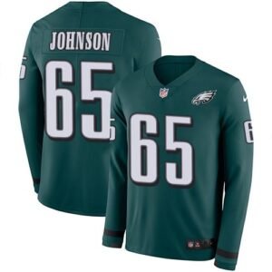 Nike Philadelphia Eagles #65 Lane Johnson Midnight Green Team Color Stitched NFL Limited Therma Long Sleeve Jersey