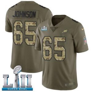 Nike Philadelphia Eagles #65 Lane Johnson Olive/Camo Super Bowl LII Stitched NFL Limited 2017 Salute To Service Jersey