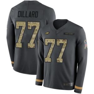 Nike Philadelphia Eagles #77 Andre Dillard Anthracite Salute to Service Stitched NFL Limited Therma Long Sleeve Jersey