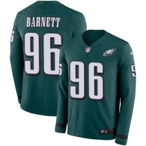 Nike Philadelphia Eagles #96 Derek Barnett Midnight Green Team Color Stitched NFL Limited Therma Long Sleeve Jersey