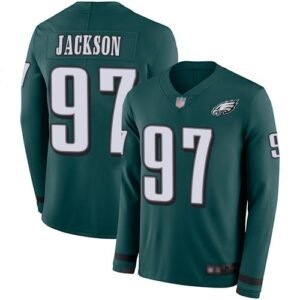 Nike Philadelphia Eagles #97 Malik Jackson Midnight Green Team Color Stitched NFL Limited Therma Long Sleeve Jersey