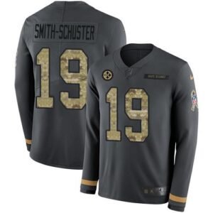 Nike Pittsburgh Steelers #19 JuJu Smith-Schuster Anthracite Salute to Service Stitched NFL Limited Therma Long Sleeve Jersey
