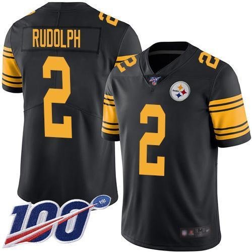 Nike Pittsburgh Steelers #2 Mason Rudolph Black Stitched NFL Limited Rush 100th Season Jersey