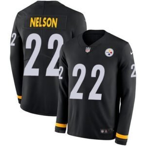 Nike Pittsburgh Steelers #22 Steven Nelson Black Team Color Stitched NFL Limited Therma Long Sleeve Jersey