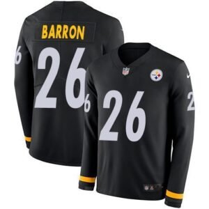 Nike Pittsburgh Steelers #26 Mark Barron Black Team Color Stitched NFL Limited Therma Long Sleeve Jersey