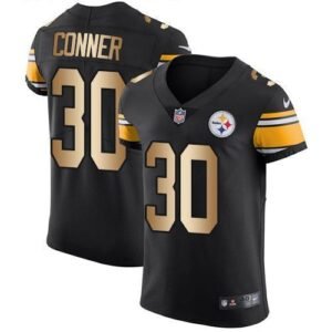 Nike Pittsburgh Steelers #30 James Conner Black Team Color Stitched NFL Elite Gold Jersey