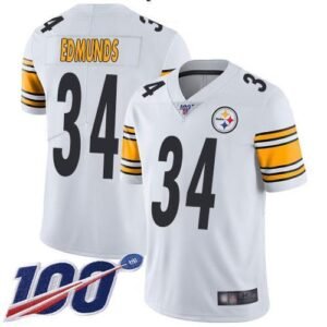 Nike Pittsburgh Steelers #34 Terrell Edmunds White Stitched NFL 100th Season Vapor Limited Jersey