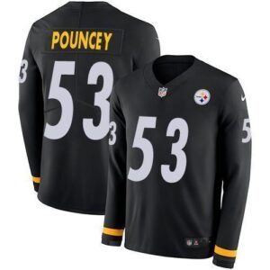 Nike Pittsburgh Steelers #53 Maurkice Pouncey Black Team Color Stitched NFL Limited Therma Long Sleeve Jersey