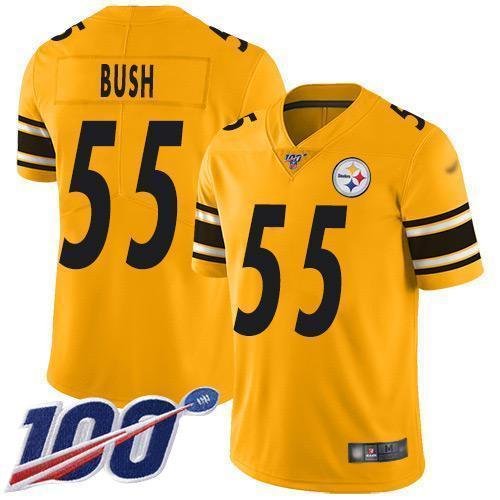 Nike Pittsburgh Steelers #55 Devin Bush Gold Stitched NFL Limited Inverted Legend 100th Season Jersey
