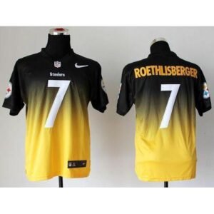 Nike Pittsburgh Steelers #7 Ben Roethlisberger Black/Gold Stitched NFL Elite Fadeaway Fashion Jersey