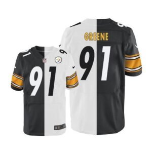 Nike Pittsburgh Steelers #91 Kevin Greene White/Black Stitched NFL Elite Split Jersey