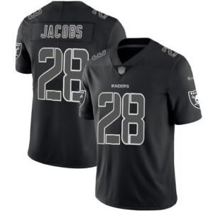 Nike Raiders #28 Josh Jacobs Black Stitched NFL Limited Rush Impact Jersey
