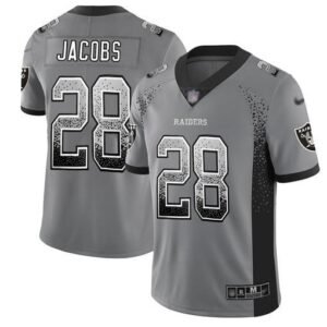 Nike Raiders #28 Josh Jacobs Gray Stitched NFL Limited Rush Drift Fashion Jersey