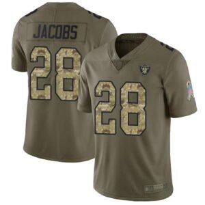 Nike Raiders #28 Josh Jacobs Olive/Camo Stitched NFL Limited 2017 Salute To Service Jersey