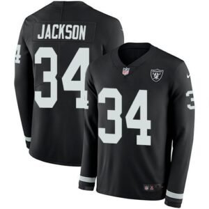 Nike Raiders #34 Bo Jackson Black Team Color Stitched NFL Limited Therma Long Sleeve Jersey