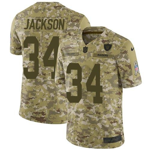 Nike Raiders #34 Bo Jackson Camo Stitched NFL Limited 2018 Salute To Service Jersey