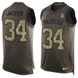 Nike Raiders #34 Bo Jackson Green Stitched NFL Limited Salute To Service Tank Top Jersey