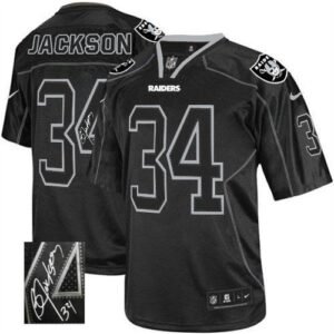 Nike Raiders #34 Bo Jackson Lights Out Black Stitched NFL Elite Autographed Jersey