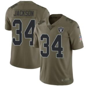 Nike Raiders #34 Bo Jackson Olive Stitched NFL Limited 2017 Salute To Service Jersey