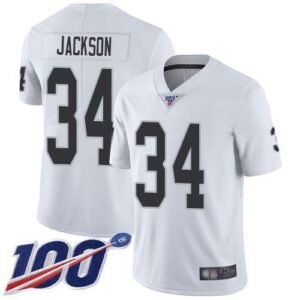 Nike Raiders #34 Bo Jackson White Stitched NFL 100th Season Vapor Limited Jersey