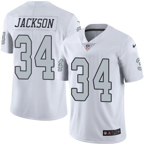 Nike Raiders #34 Bo Jackson White Stitched NFL Limited Rush Jersey