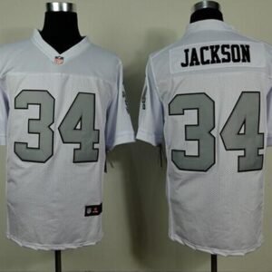 Nike Raiders #34 Bo Jackson White Silver No. Stitched NFL Elite Jersey