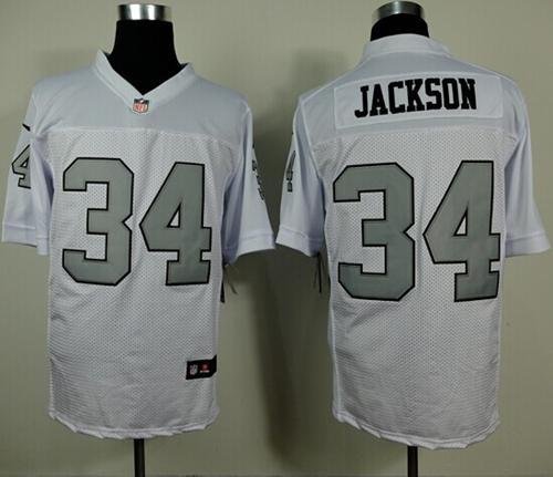 Nike Raiders #34 Bo Jackson White Silver No. Stitched NFL Elite Jersey