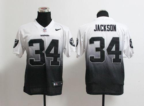 Nike Raiders #34 Bo Jackson White/Black Stitched NFL Elite Fadeaway Fashion Jersey