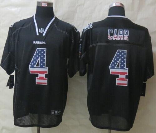 Nike Raiders #4 Derek Carr Black Stitched NFL Elite USA Flag Fashion Jersey