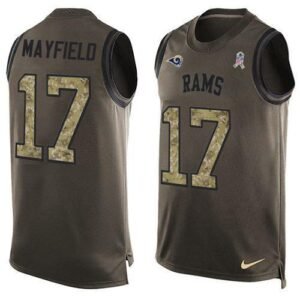 Nike Rams #17 Baker Mayfield Green Stitched NFL Limited Salute To Service Tank Top Jersey