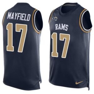 Nike Rams #17 Baker Mayfield Navy Blue Team Color Stitched NFL Limited Tank Top Jersey