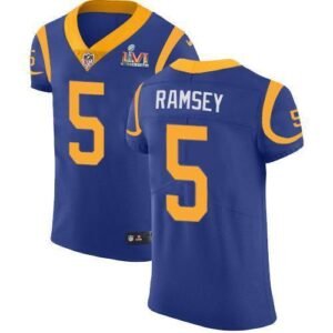 Nike Rams #5 Jalen Ramsey Royal Blue Alternate Super Bowl LVI Patch Stitched NFL Vapor Untouchable Elite Jersey