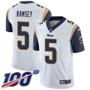 Nike Rams #5 Jalen Ramsey White Stitched NFL 100th Season Vapor Limited Jersey