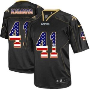 Nike Saints #41 Alvin Kamara Black Stitched NFL Elite USA Flag Fashion Jersey