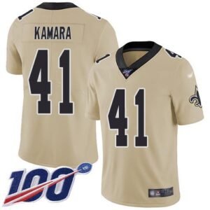 Nike Saints #41 Alvin Kamara Gold Stitched NFL Limited Inverted Legend 100th Season Jersey