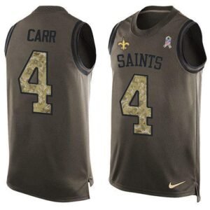 Nike Saints #4 Derek Carr Green Stitched NFL Limited Salute To Service Tank Top Jersey