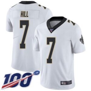 Nike Saints #7 Taysom Hill White Stitched NFL 100th Season Vapor Limited Jersey