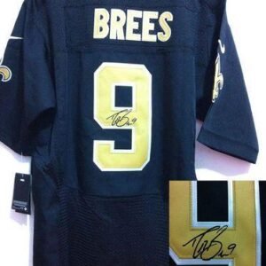 Nike Saints #9 Drew Brees Black Team Color Stitched NFL Elite Autographed Jersey