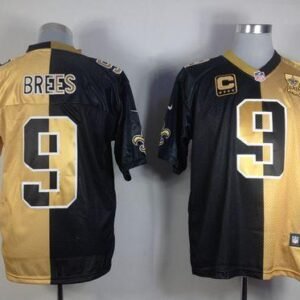 Nike Saints #9 Drew Brees Black/Gold Stitched NFL Elite Split Jersey