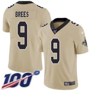 Nike Saints #9 Drew Brees Gold Stitched NFL Limited Inverted Legend 100th Season Jersey