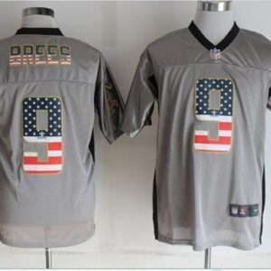 Nike Saints #9 Drew Brees Grey Stitched NFL Elite USA Flag Fashion Jersey