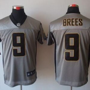 Nike Saints #9 Drew Brees Grey Shadow Stitched NFL Elite Jersey