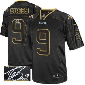 Nike Saints #9 Drew Brees Lights Out Black Stitched NFL Elite Autographed Jersey