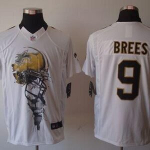 Nike Saints #9 Drew Brees White Stitched NFL Helmet Tri-Blend Limited Jersey