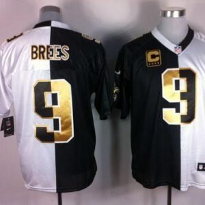 Nike Saints #9 Drew Brees White/Black Stitched NFL Elite Split Jersey